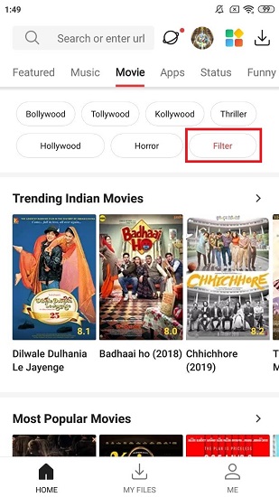 ভিডমেট অ্যাপসে মুভি